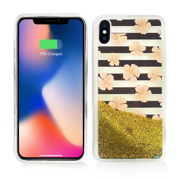 ZizoLiquidGlitterStarCovertiliPhoneX(PinkFlowers)