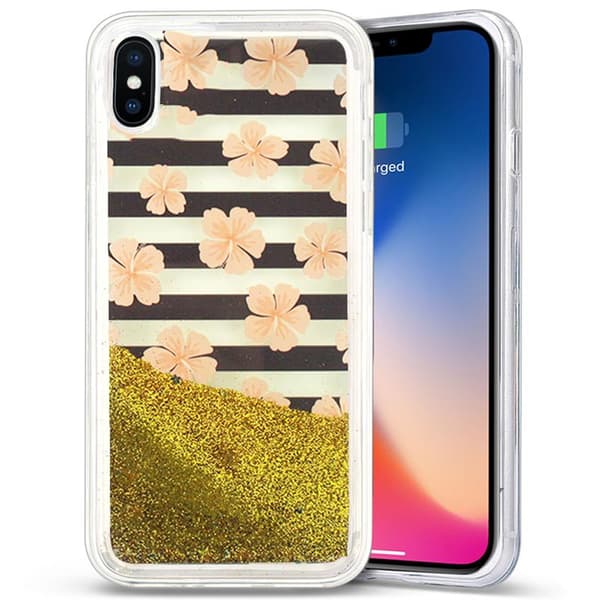 ZizoLiquidGlitterStarCovertiliPhoneX(PinkFlowers)