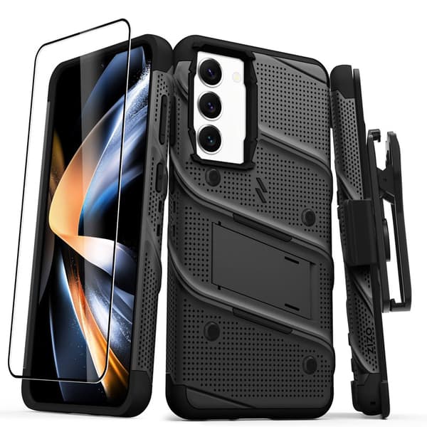 ZIZO BOLT Series - Pansret etui til Samsung Galaxy S23+ med 9H glas til skærm + holder med stativ (sort)