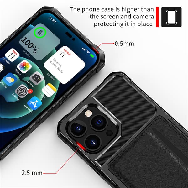 INF Elegant Sort iPhone 15 Cover med Kortholder iPhone 15 Pro Max