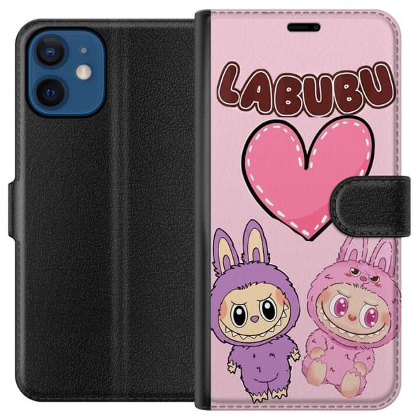 Apple iPhone 12 mini Tegnebogsetui Labubu Pink Monster