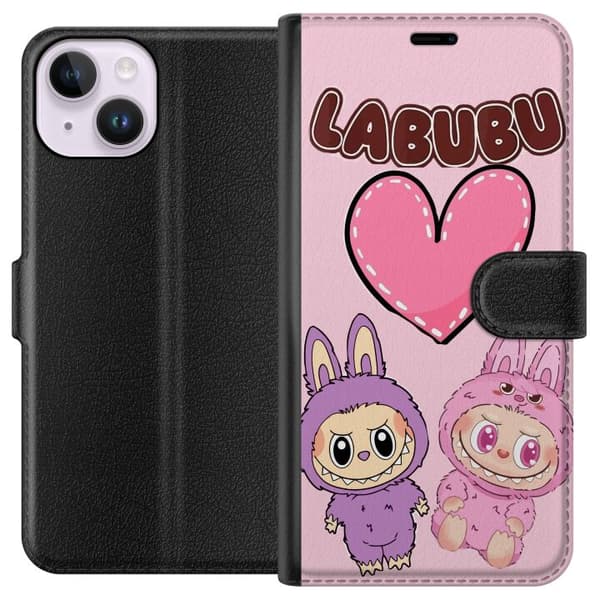 Apple iPhone 14 Tegnebogsetui Labubu Pink Monster