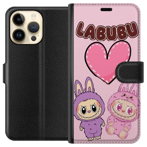 Apple iPhone 14 Pro Max Lompakkokotelo Labubu Pink Monster