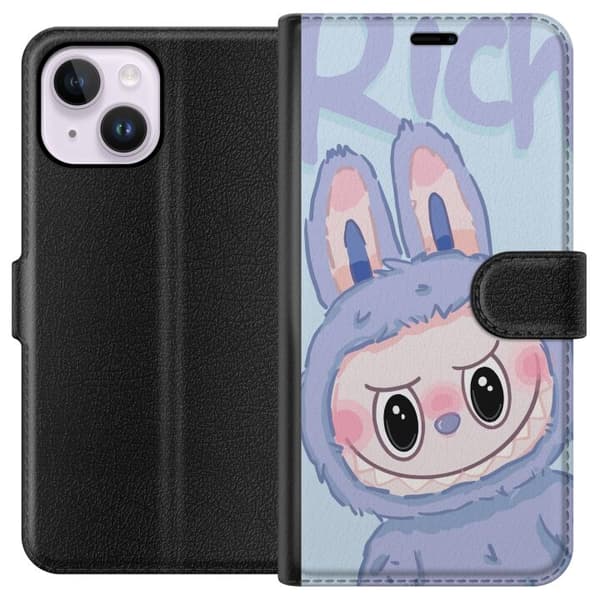 Apple iPhone 15 Plus Lommeboketui Blå Kanin Labubu