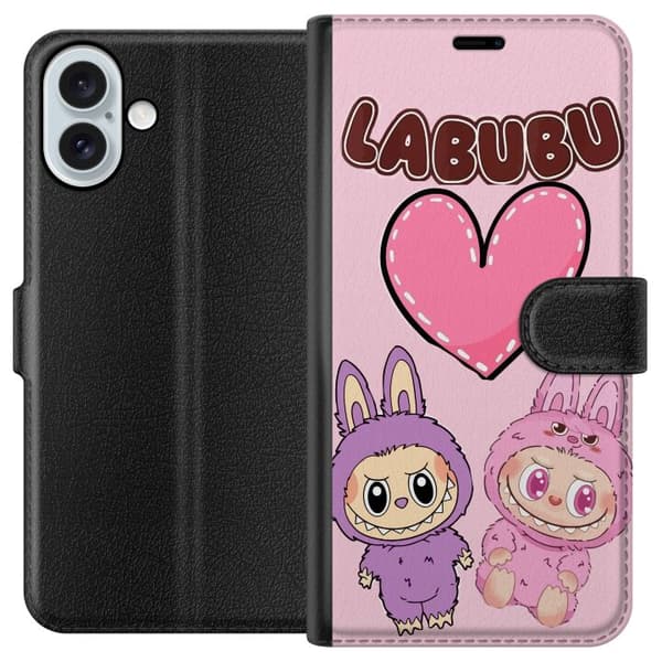 Apple iPhone 16 Plus Lompakkokotelo Labubu Pink Monster