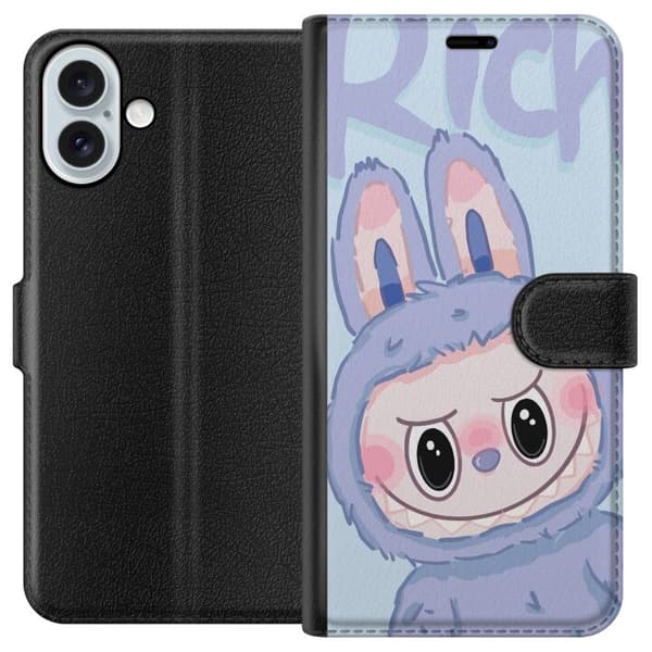 Apple iPhone 16 Plus Lompakkokotelo Sininen Jänis Labubu
