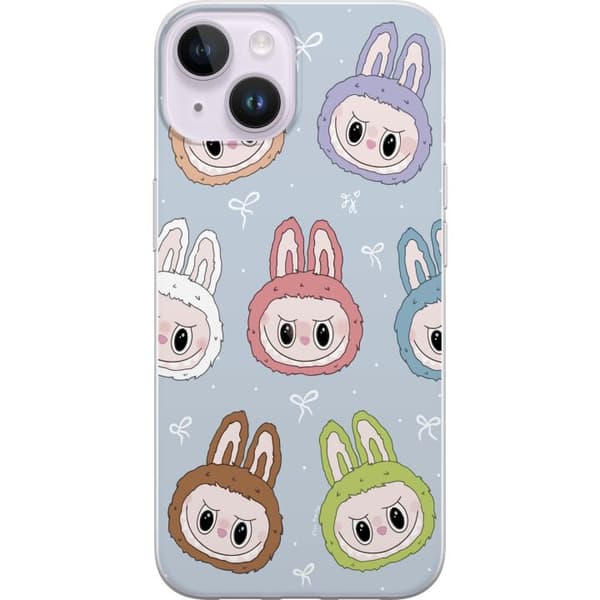 Apple iPhone 15 Plus Gjennomsiktig deksel Pastel Labubu