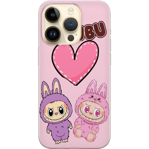 Apple iPhone 15 Pro Genomskinligt Skal Labubu Pink Monster