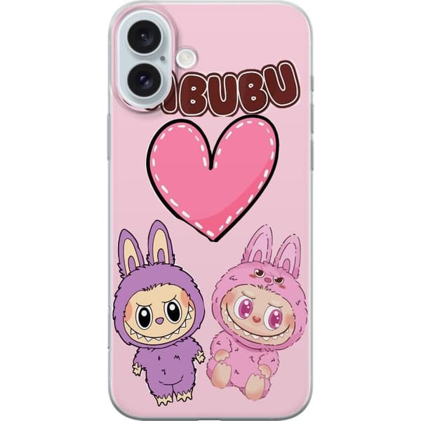 Apple iPhone 16 Plus Gennemsigtig cover Labubu Pink Monster
