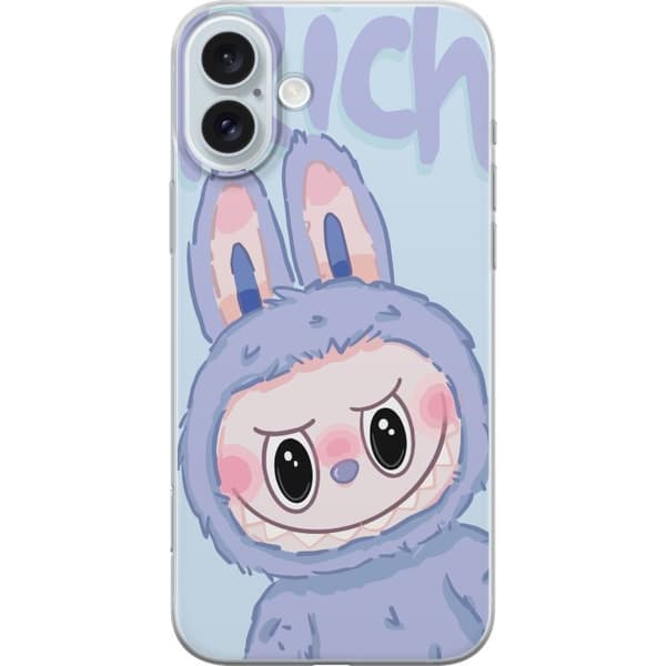 Apple iPhone 16 Plus Läpinäkyvä kuori Sininen Jänis Labubu