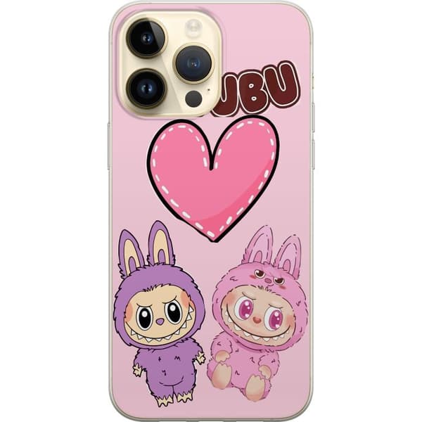 Apple iPhone 15 Pro Max Gjennomsiktig deksel Labubu Pink Monster