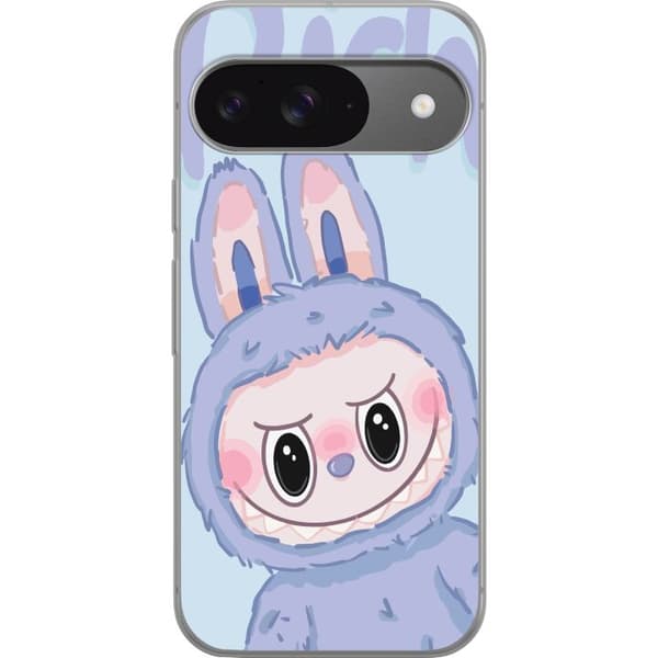 Google Pixel 9 Genomskinligt Skal Blue Bunny Labubu