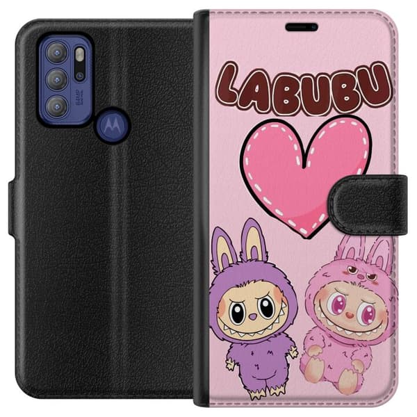 Motorola Moto G60S Lompakkokotelo Labubu Pink Monster