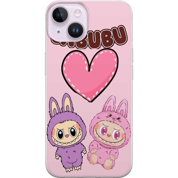 Apple iPhone 15 Läpinäkyvä kuori Labubu Pink Monster