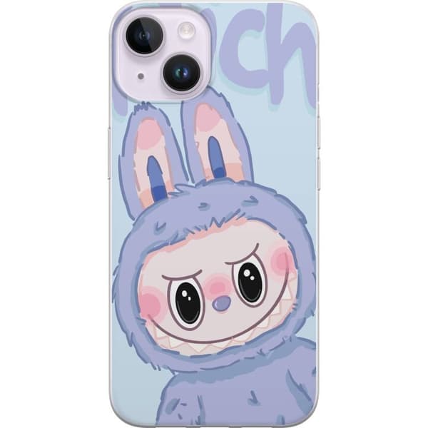 Apple iPhone 15 Gennemsigtig cover Blå Kanin Labubu