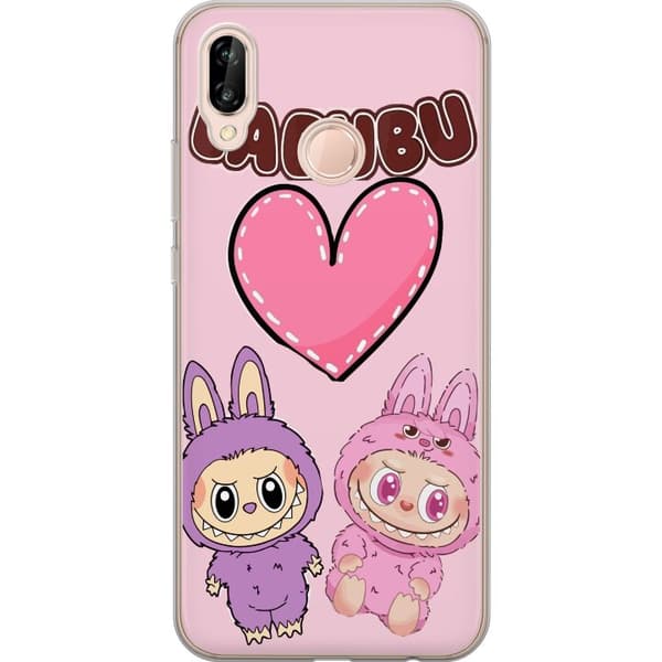 Huawei P20 lite Gjennomsiktig deksel Labubu Pink Monster
