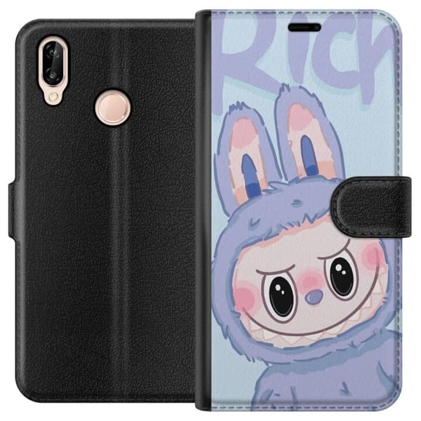 Huawei P20 lite Tegnebogsetui Blå Kanin Labubu