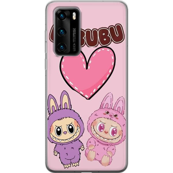 Huawei P40 Läpinäkyvä kuori Labubu Pink Monster