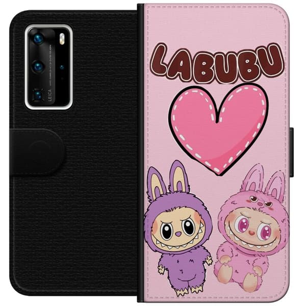 Huawei P40 Pro Tegnebogsetui Labubu Pink Monster