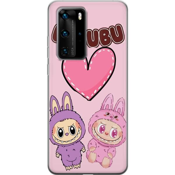 Huawei P40 Pro Gjennomsiktig deksel Labubu Pink Monster