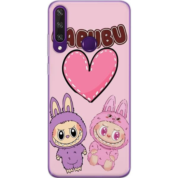 Huawei Y6p Läpinäkyvä kuori Labubu Pink Monster