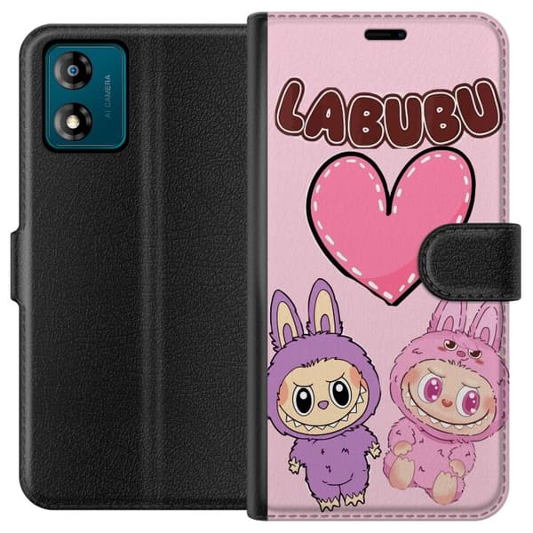 Motorola Moto E13 Lompakkokotelo Labubu Pink Monster