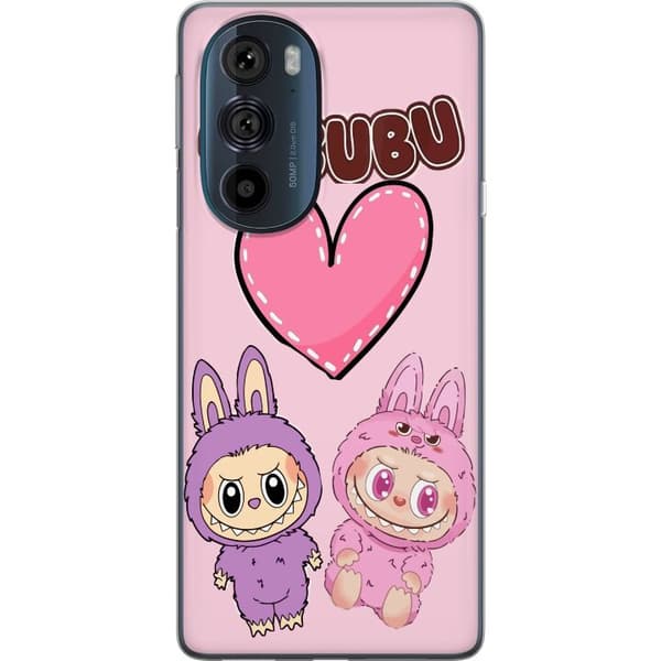 Motorola Edge 30 Pro Läpinäkyvä kuori Labubu Pink Monster