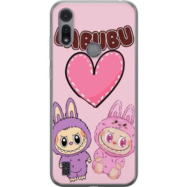 Motorola Moto E6i Gennemsigtig cover Labubu Pink Monster