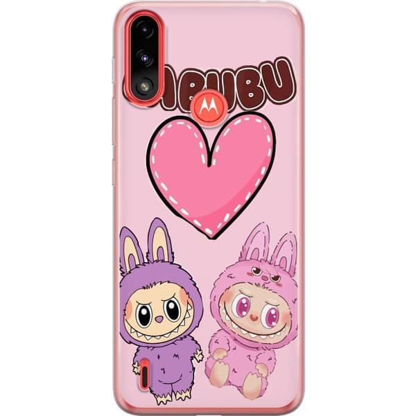 Motorola Moto E7 Power Läpinäkyvä kuori Labubu Pink Monster