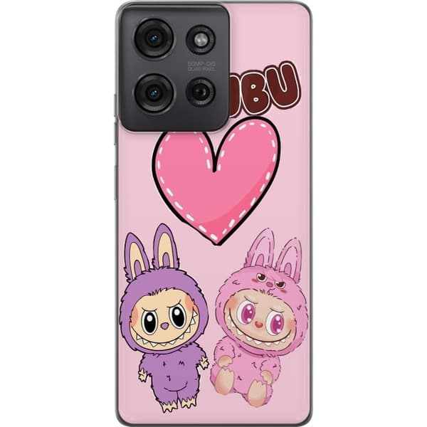 Motorola Moto G75 Gennemsigtig cover Labubu Pink Monster