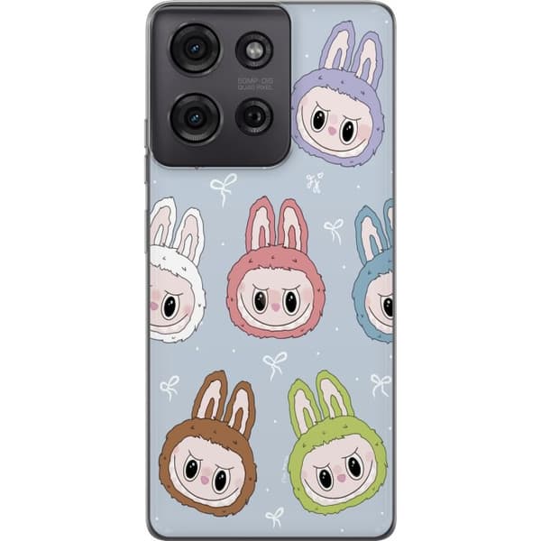 Motorola Moto G75 Gennemsigtig cover Pastel Labubu