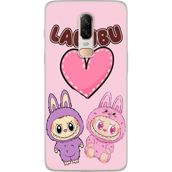 OnePlus 6 Gjennomsiktig deksel Labubu Pink Monster