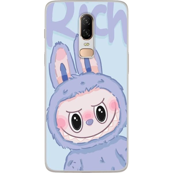 OnePlus 6 Gennemsigtig cover Blå Kanin Labubu