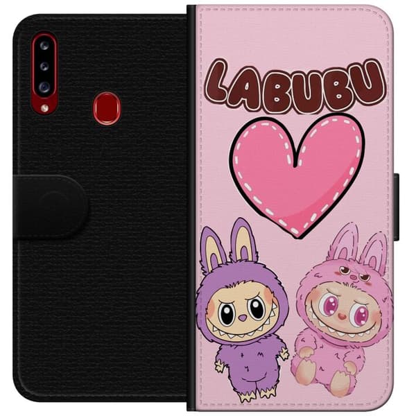 Samsung Galaxy A20s Tegnebogsetui Labubu Pink Monster