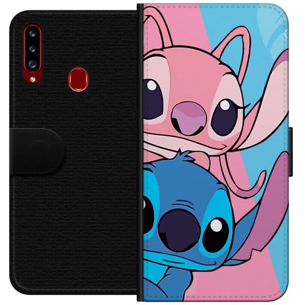 Samsung Galaxy A20s Tegnebogsetui Stitch & Angel