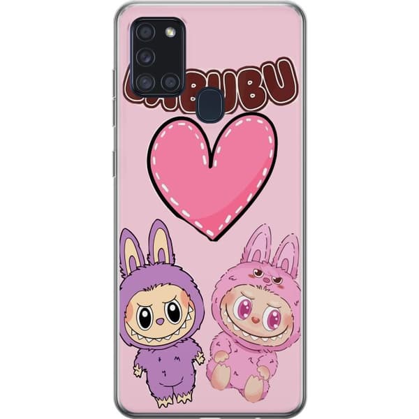 Samsung Galaxy A21s Läpinäkyvä kuori Labubu Pink Monster