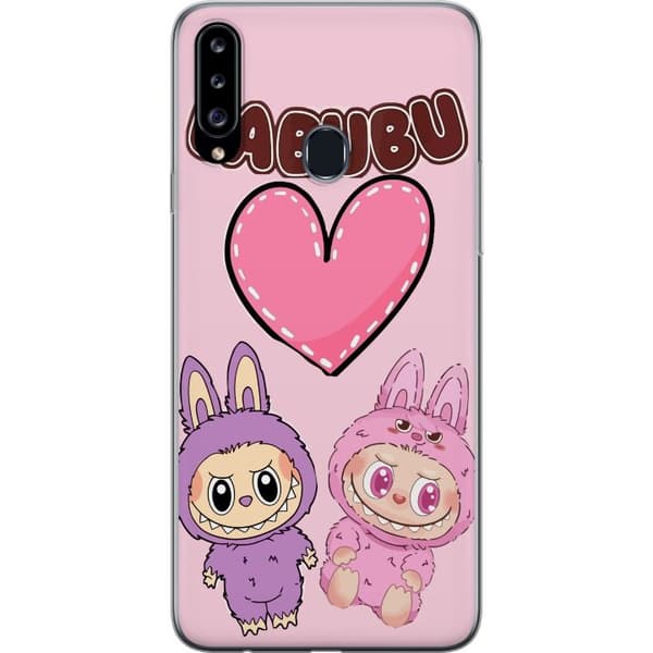 Samsung Galaxy A20s Gjennomsiktig deksel Labubu Pink Monster