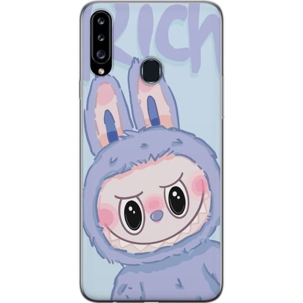 Samsung Galaxy A20s Gennemsigtig cover Blå Kanin Labubu