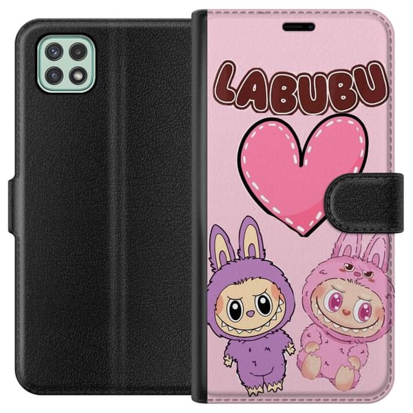 Samsung Galaxy A22 5G Lompakkokotelo Labubu Pink Monster