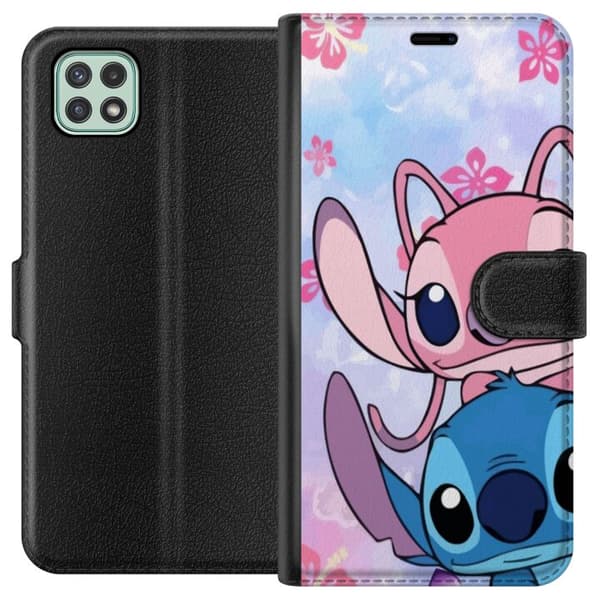 Samsung Galaxy A22 5G Lompakkokotelo Stitch & Angel