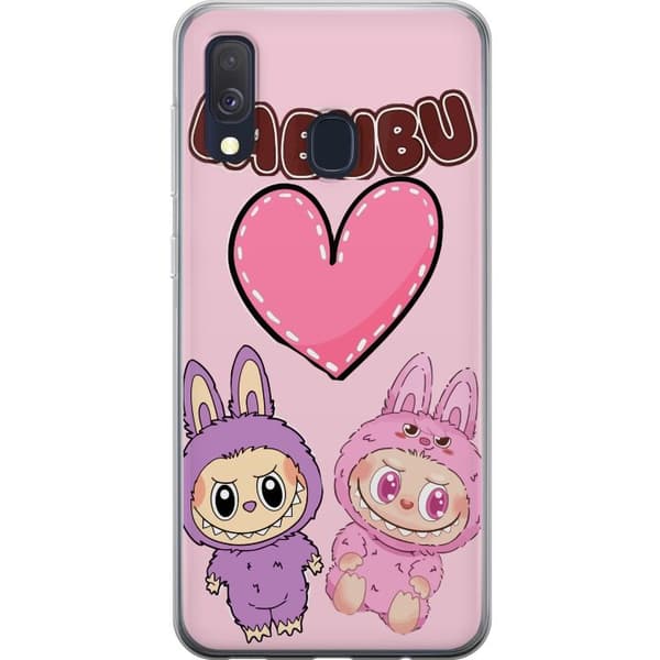 Samsung Galaxy A40 Gjennomsiktig deksel Labubu Pink Monster