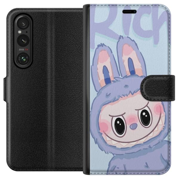 Sony Xperia 1 V Tegnebogsetui Blå Kanin Labubu