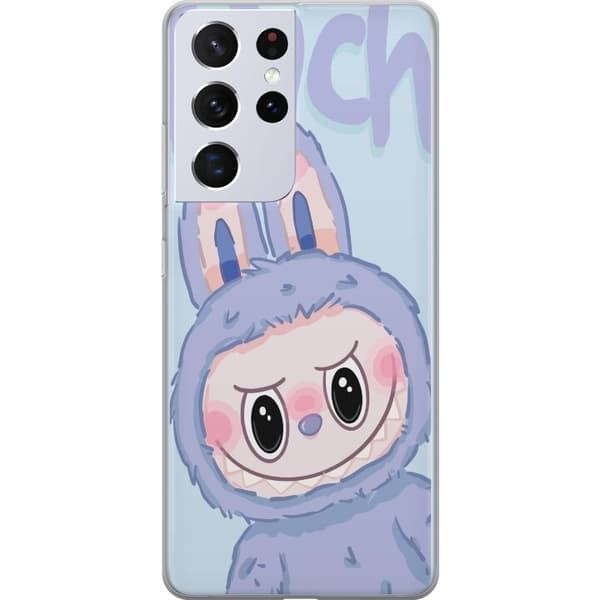 Samsung Galaxy S21 Ultra 5G Gennemsigtig cover Blå Kanin Labubu