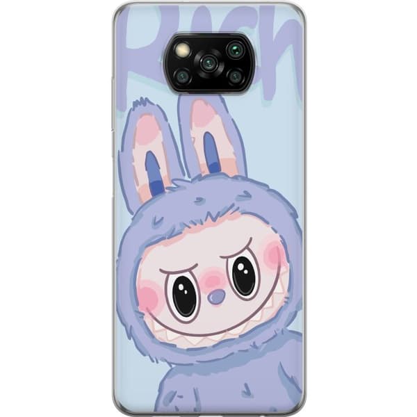 Xiaomi Poco X3 NFC Gennemsigtig cover Blå Kanin Labubu