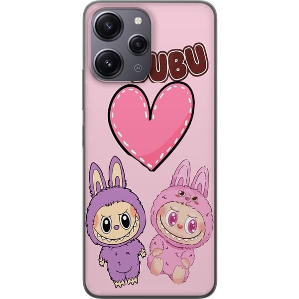 Xiaomi Redmi 12 Läpinäkyvä kuori Labubu Pink Monster