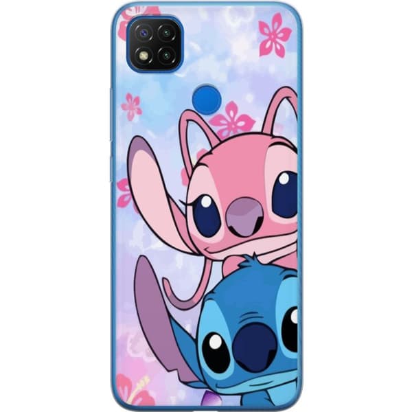 Xiaomi Redmi 9C Genomskinligt Skal Stitch & Angel