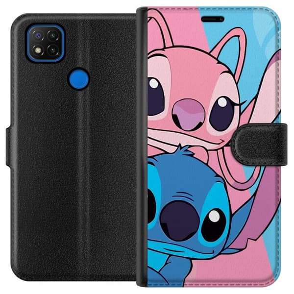 Xiaomi Redmi 9C Tegnebogsetui Stitch & Angel