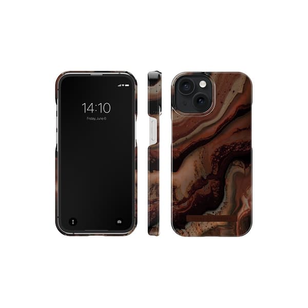 Ideal of Sweden iPhone 15 Kuori Fashion Case MagSafe Dark Amber Marble