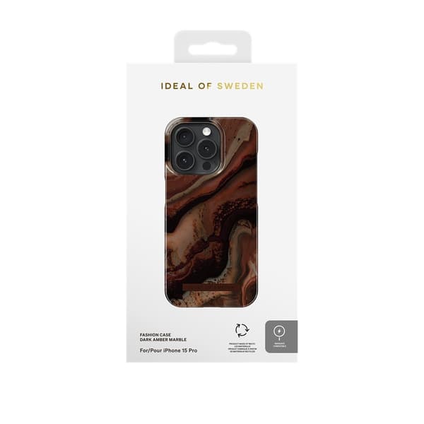 Ideal of Sweden iPhone 15 Pro Skal Fashion Case MagSafe Dark Amber Marble