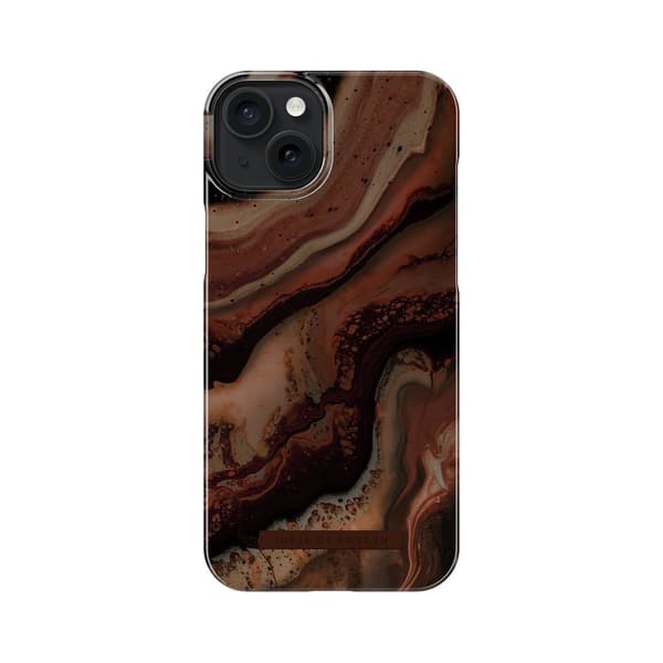 Ideal of Sweden iPhone 15 Plus Kuori Fashion Case MagSafe Dark Amber Marble